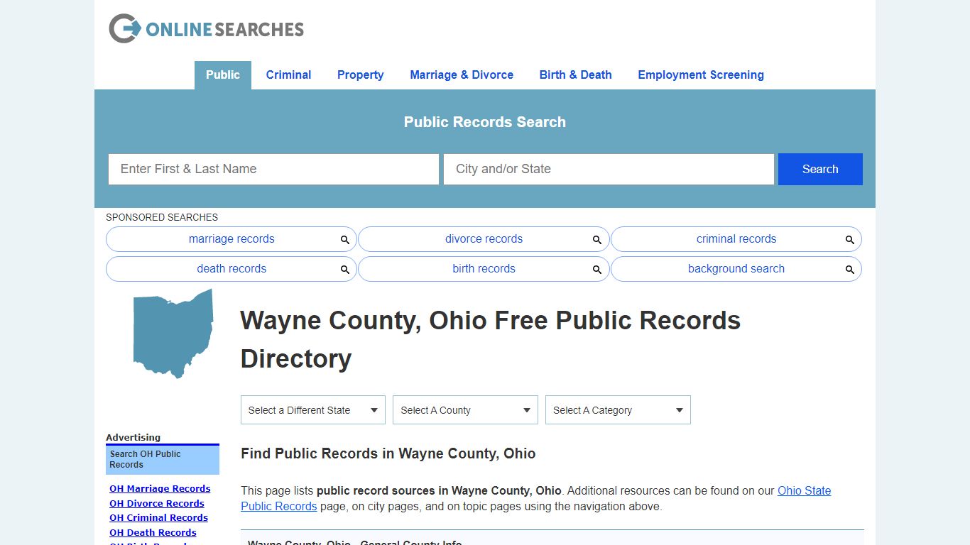 Wayne County, Ohio Public Records Directory - OnlineSearches.com
